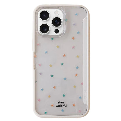 For iPhone 16 Pro Back Board Flip Stand Design Shockproof Phone Case - Stars-White - EDA009746805C