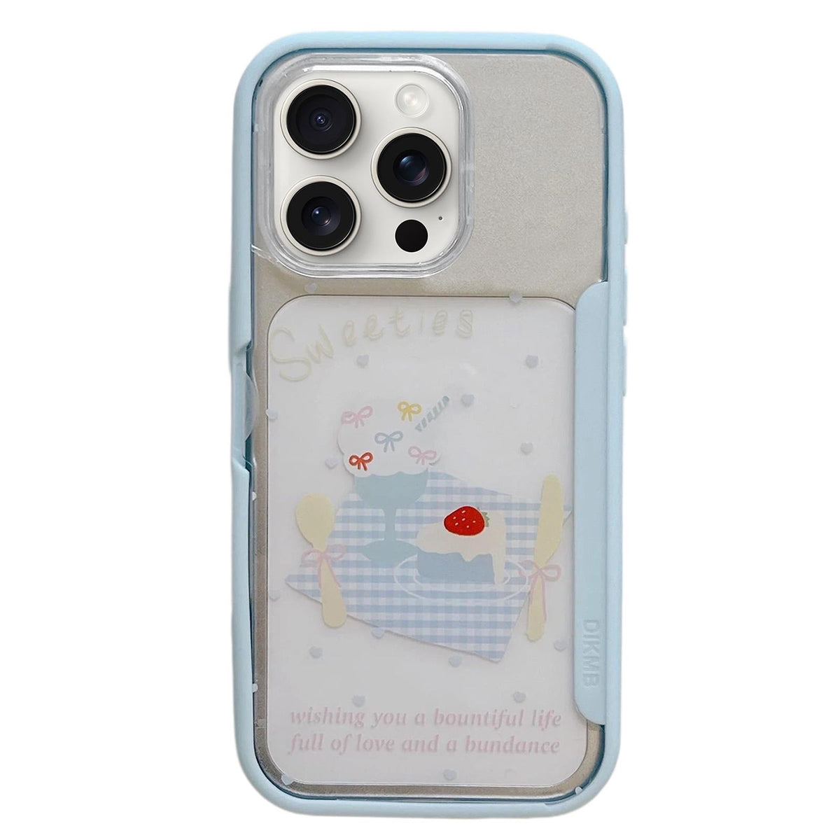 For iPhone 15 Pro Back Board Flip Stand Design Shockproof Phone Case - Dessert - EDA009746808A