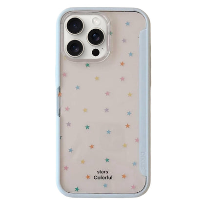 For iPhone 15 Pro Back Board Flip Stand Design Shockproof Phone Case - Stars-Blue - EDA009746808B