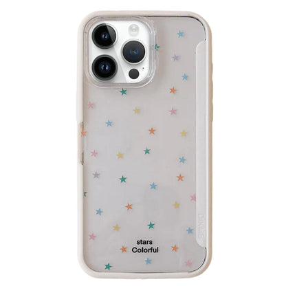 For iPhone 14 Pro Back Board Flip Stand Design Shockproof Phone Case - Stars-White - EDA009746810C