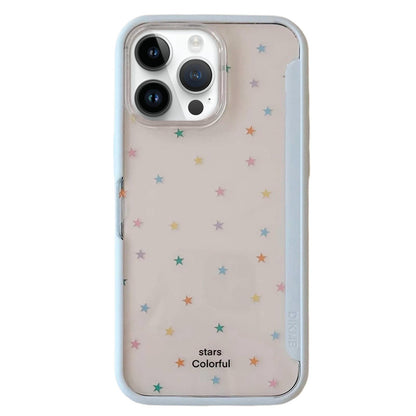 For iPhone 14 Pro Max Back Board Flip Stand Design Shockproof Phone Case - Stars-Blue - EDA009746811B