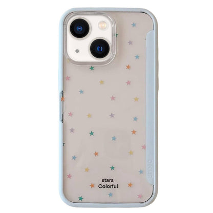 For iPhone 14 Back Board Flip Stand Design Shockproof Phone Case - Stars-Blue - EDA009746813B