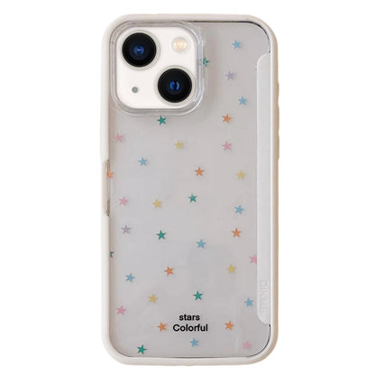 For iPhone 14 Back Board Flip Stand Design Shockproof Phone Case - Stars-White - EDA009746813C