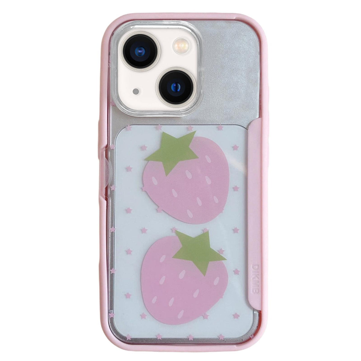 For iPhone 14 Back Board Flip Stand Design Shockproof Phone Case - Strawberries - EDA009746813D