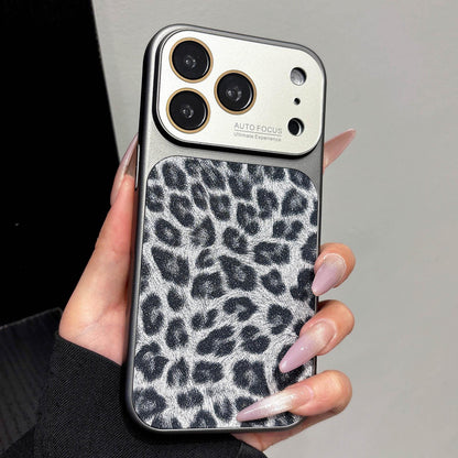 For iPhone 17 Pro Large Window Full Coverage Glitter Leopard Print Phone Case - Black - EDA009747002C