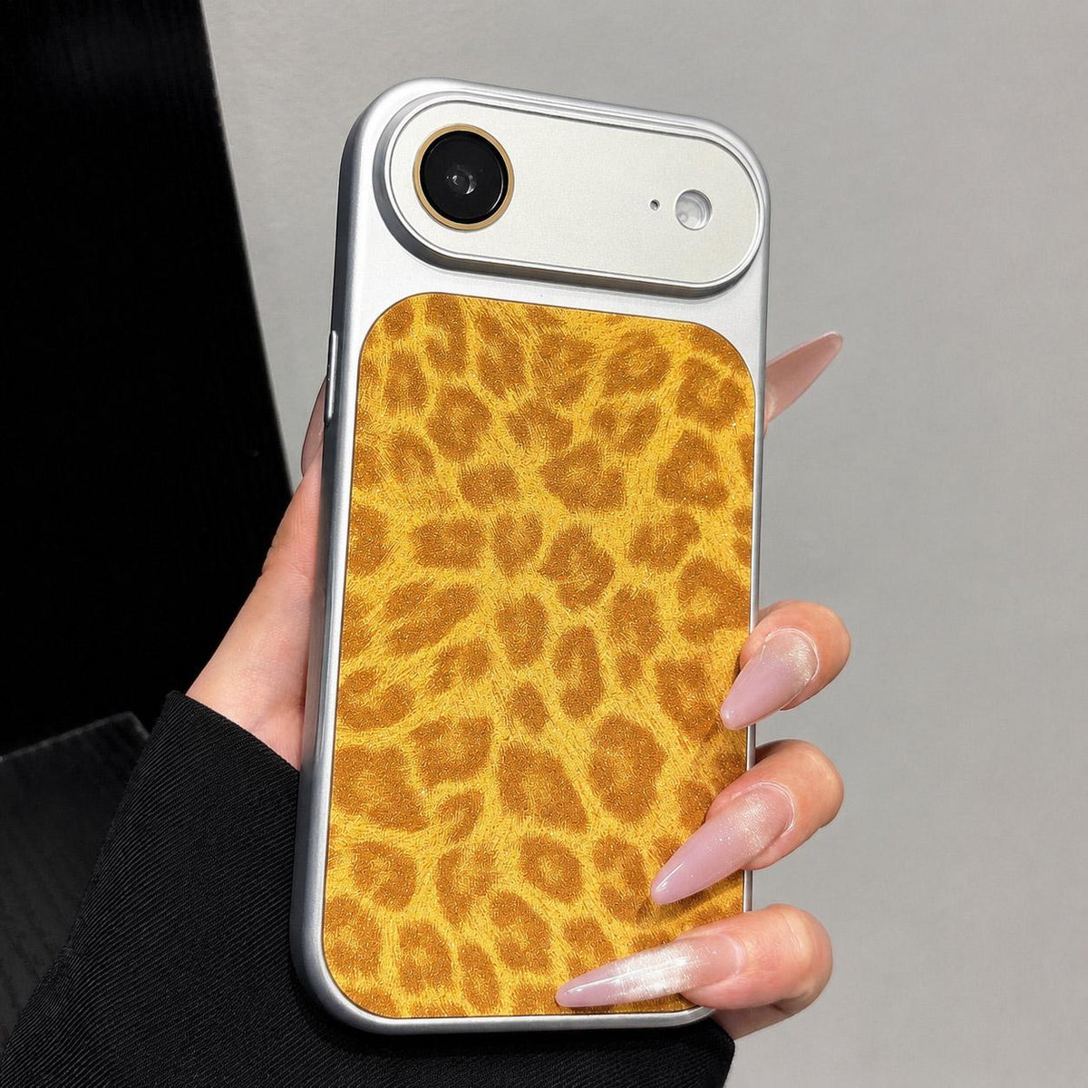 For iPhone Air Large Window Full Coverage Glitter Leopard Print Phone Case - Yellow - EDA009747004E
