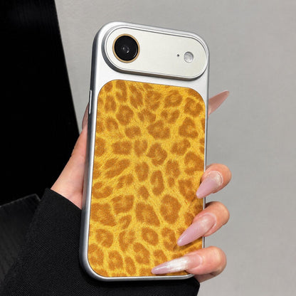 For iPhone Air Large Window Full Coverage Glitter Leopard Print Phone Case - Yellow - EDA009747004E