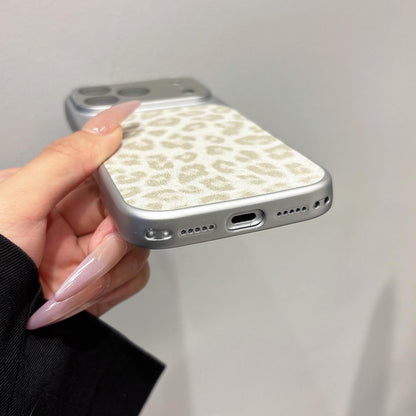 For iPhone 16 Plus Large Window Full Coverage Glitter Leopard Print Phone Case - Black - EDA009747007C