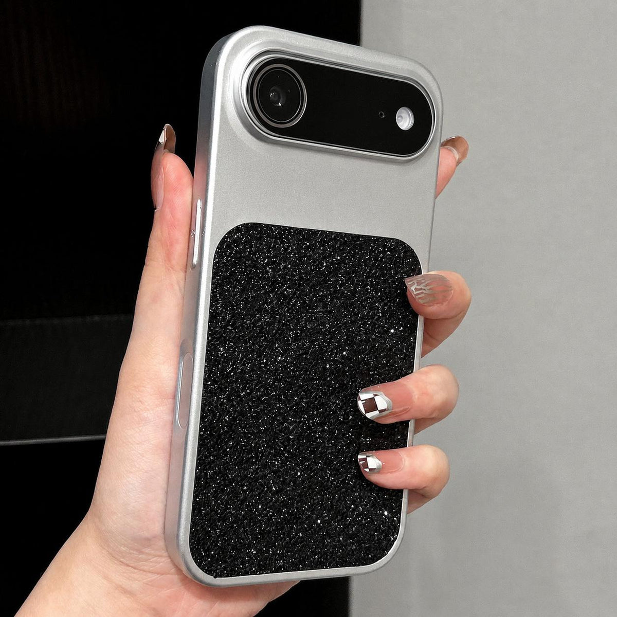 For iPhone Air Large Window Full Coverage Diamond Pattern Phone Case - Black - EDA009747204A