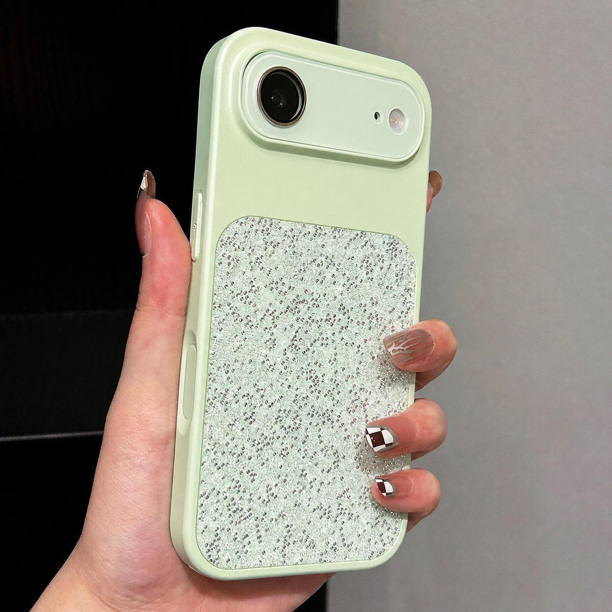 For iPhone Air Large Window Full Coverage Diamond Pattern Phone Case - Green - EDA009747204B