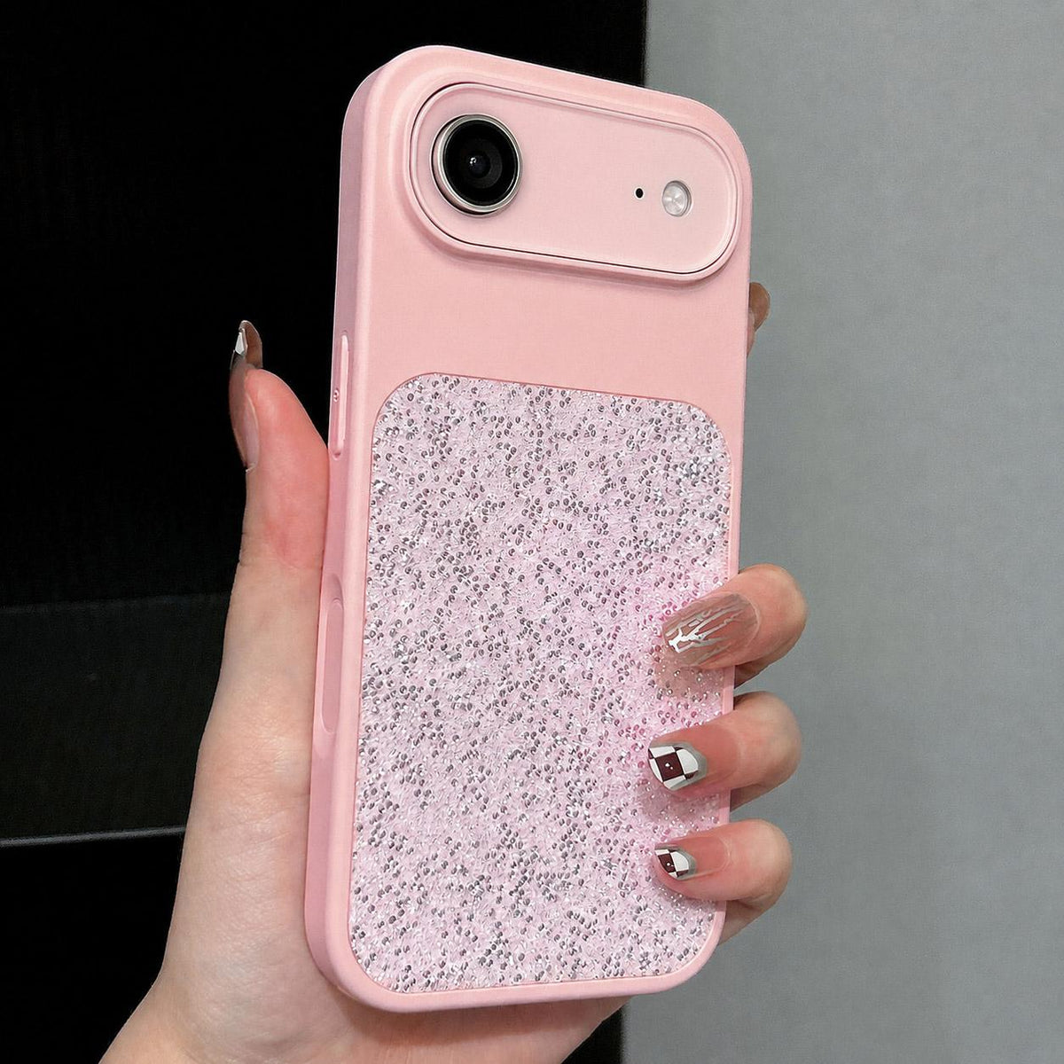 For iPhone Air Large Window Full Coverage Diamond Pattern Phone Case - Pink - EDA009747204D