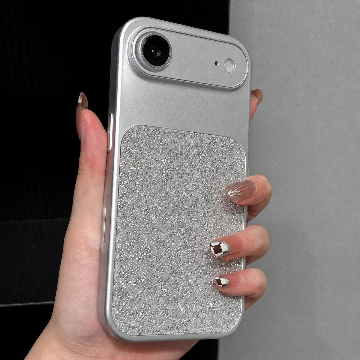 For iPhone Air Large Window Full Coverage Diamond Pattern Phone Case - Silver - EDA009747204E