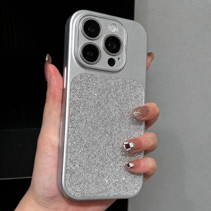 For iPhone 16 Pro Max Large Window Full Coverage Diamond Pattern Phone Case - Silver - EDA009747205E