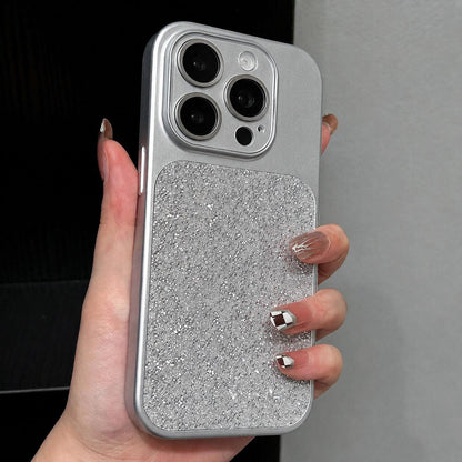 For iPhone 15 Pro Max Large Window Full Coverage Diamond Pattern Phone Case - Silver - EDA009747209E
