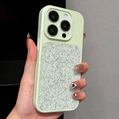 For iPhone 15 Pro Large Window Full Coverage Diamond Pattern Phone Case - Green - EDA009747210B