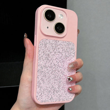 For iPhone 13 Large Window Full Coverage Diamond Pattern Phone Case - Pink - EDA009747219D