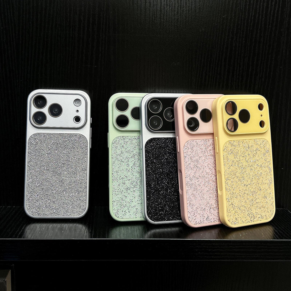 For iPhone 17 Large Window Full Coverage Diamond Pattern Phone Case - Black - EDA009747203A