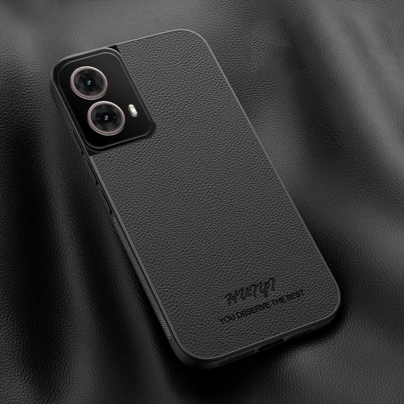 For Motorola Moto G85 HUIYI Leather Magnetic Phone Case - Black - EDA009747711B