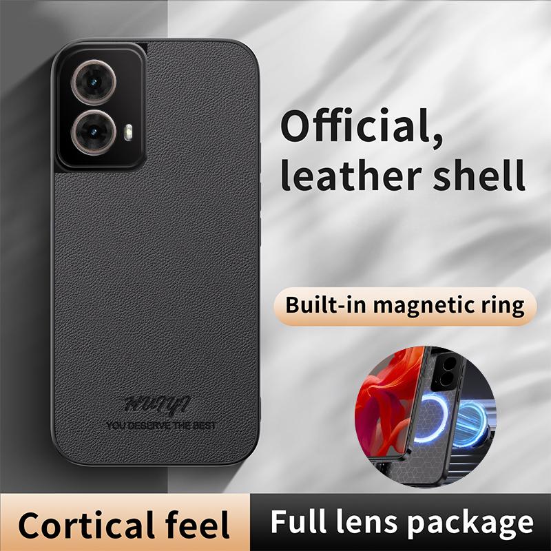 For Motorola Moto G85 HUIYI Leather Magnetic Phone Case - Black - EDA009747711B