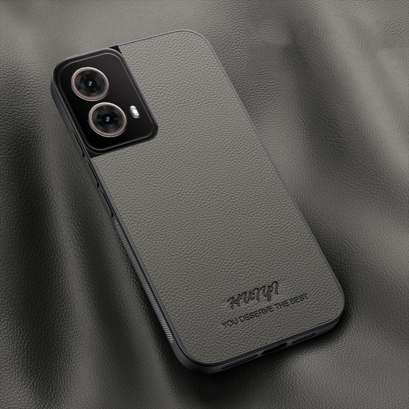 For Motorola Moto G85 HUIYI Leather Magnetic Phone Case - Grey - EDA009747711C