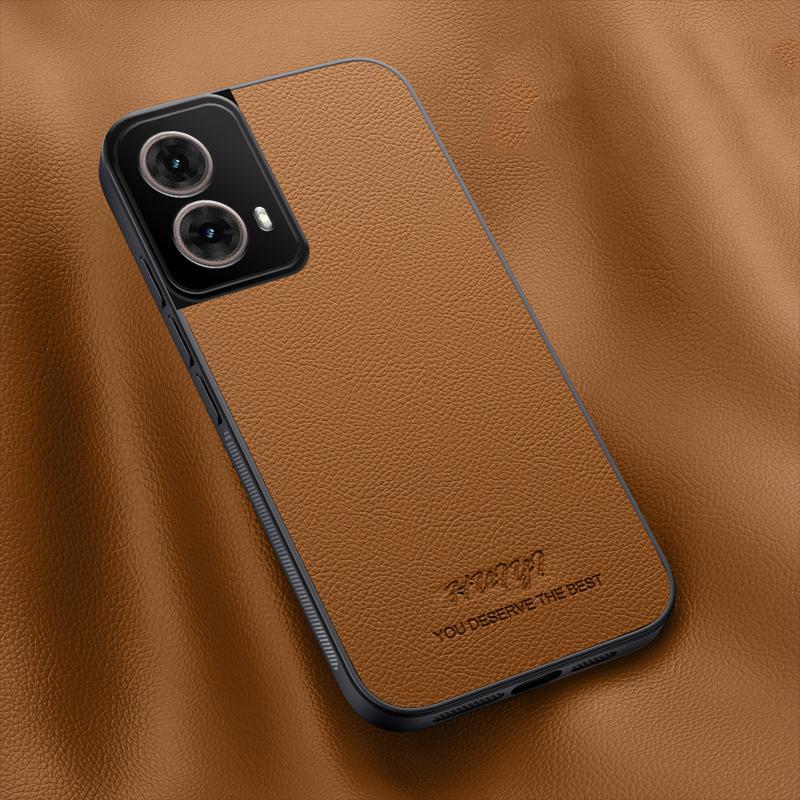 For Motorola Moto G85 HUIYI Leather Magnetic Phone Case - Brown - EDA009747711E