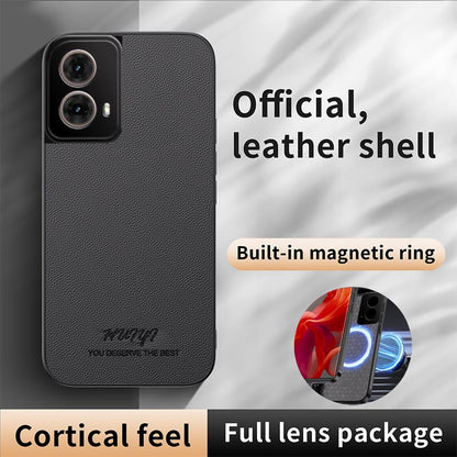 For Motorola Moto G85 HUIYI Leather Magnetic Phone Case - Brown - EDA009747711E
