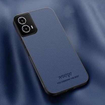 For Motorola Moto G34 / G45 HUIYI Leather Magnetic Phone Case - Blue - EDA009747712A