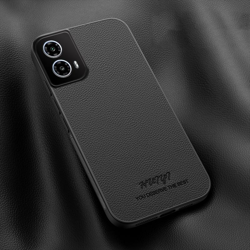 For Motorola Moto G34 / G45 HUIYI Leather Magnetic Phone Case - Black - EDA009747712B