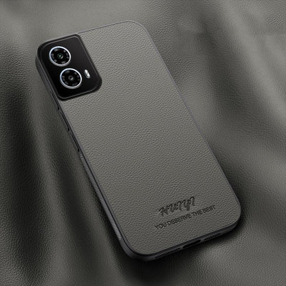 For Motorola Moto G34 / G45 HUIYI Leather Magnetic Phone Case - Grey - EDA009747712C