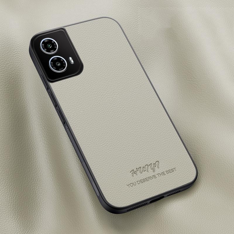For Motorola Moto G34 / G45 HUIYI Leather Magnetic Phone Case - White - EDA009747712D