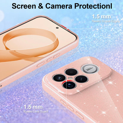 For Redmi K90 Pro Max / Poco F8 Ultra Fine Hole Glossy Glitter Magnetic TPU Phone Case with Same Color Hand Strap(Pink)