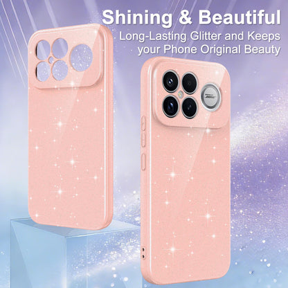 For Redmi K90 Pro Max / Poco F8 Ultra Fine Hole Glossy Glitter Magnetic TPU Phone Case with Same Color Hand Strap(Pink)