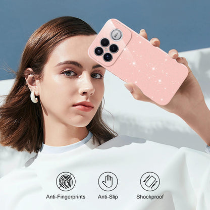 For Redmi K90 Pro Max / Poco F8 Ultra Fine Hole Glossy Glitter Magnetic TPU Phone Case with Same Color Hand Strap(Pink)