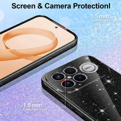 For Redmi K90 Pro Max / Poco F8 Ultra Fine Hole Glossy Glitter Magnetic TPU Phone Case with Same Color Hand Strap(Black)