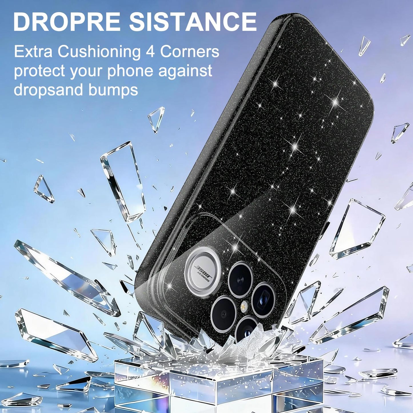 For Redmi K90 Pro Max / Poco F8 Ultra Fine Hole Glossy Glitter Magnetic TPU Phone Case with Same Color Hand Strap(Black)