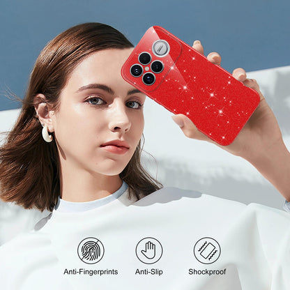 For Redmi K90 Pro Max / Poco F8 Ultra Fine Hole Glossy Glitter Magnetic TPU Phone Case with Same Color Hand Strap(Red)