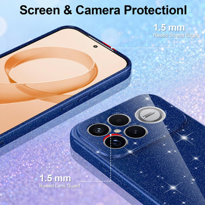 For Redmi K90 Pro Max / Poco F8 Ultra Fine Hole Glossy Glitter Magnetic TPU Phone Case with Same Color Hand Strap(Blue)