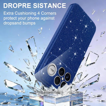 For Redmi K90 Pro Max / Poco F8 Ultra Fine Hole Glossy Glitter Magnetic TPU Phone Case with Same Color Hand Strap(Blue)