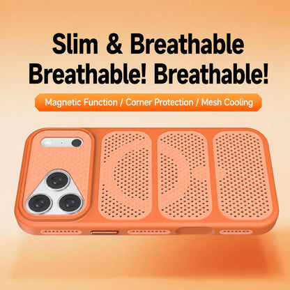 For iPhone 17 Pro Max Hollow Cooling Design Magnetic PC Hybrid TPU Phone Case - Grey - EDA009749601B