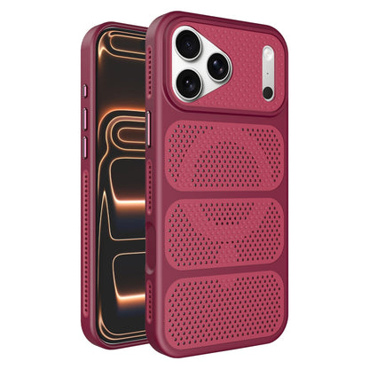 For iPhone 17 Pro Max Hollow Cooling Design Magnetic PC Hybrid TPU Phone Case - Rose Red - EDA009749601C