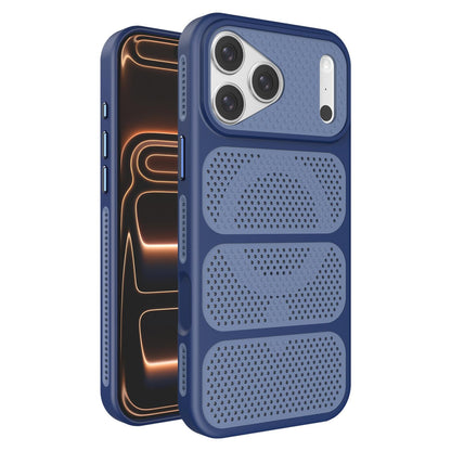 For iPhone 17 Pro Max Hollow Cooling Design Magnetic PC Hybrid TPU Phone Case - Blue - EDA009749601E