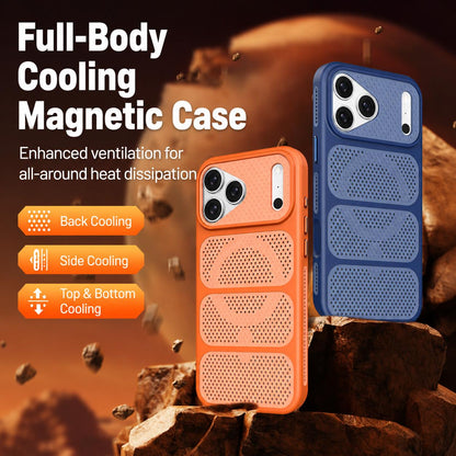 For iPhone 17 Pro Max Hollow Cooling Design Magnetic PC Hybrid TPU Phone Case - Blue - EDA009749601E
