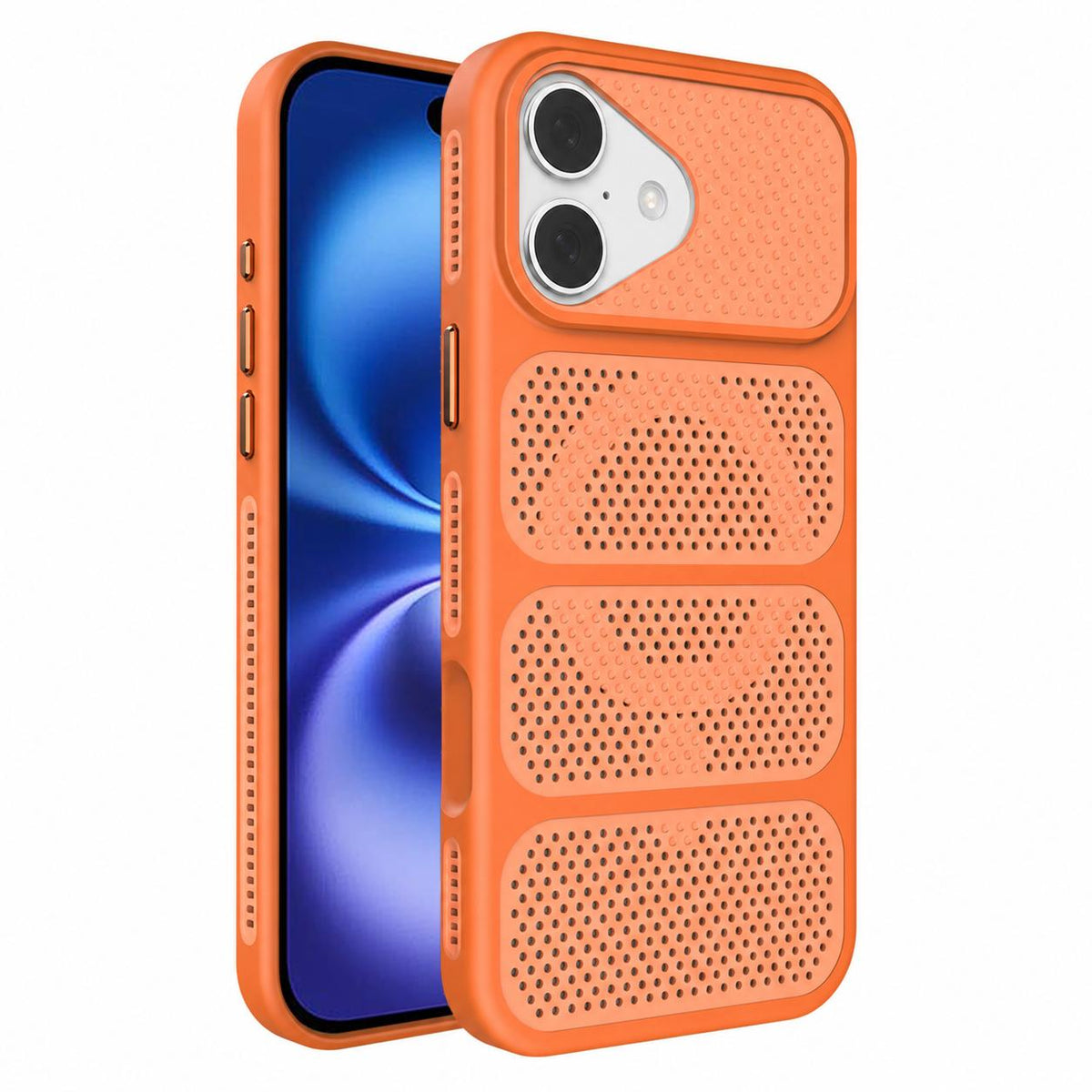 For iPhone 16 Hollow Cooling Design Magnetic PC Hybrid TPU Phone Case - Orange - EDA009749607A