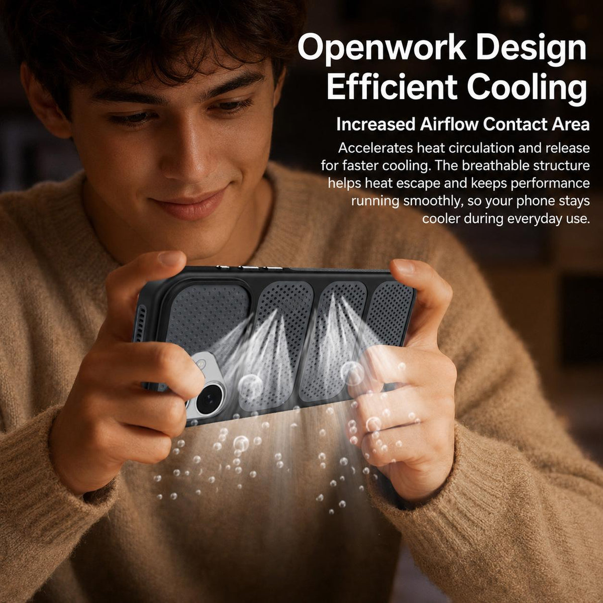For iPhone 16 Hollow Cooling Design Magnetic PC Hybrid TPU Phone Case - Orange - EDA009749607A