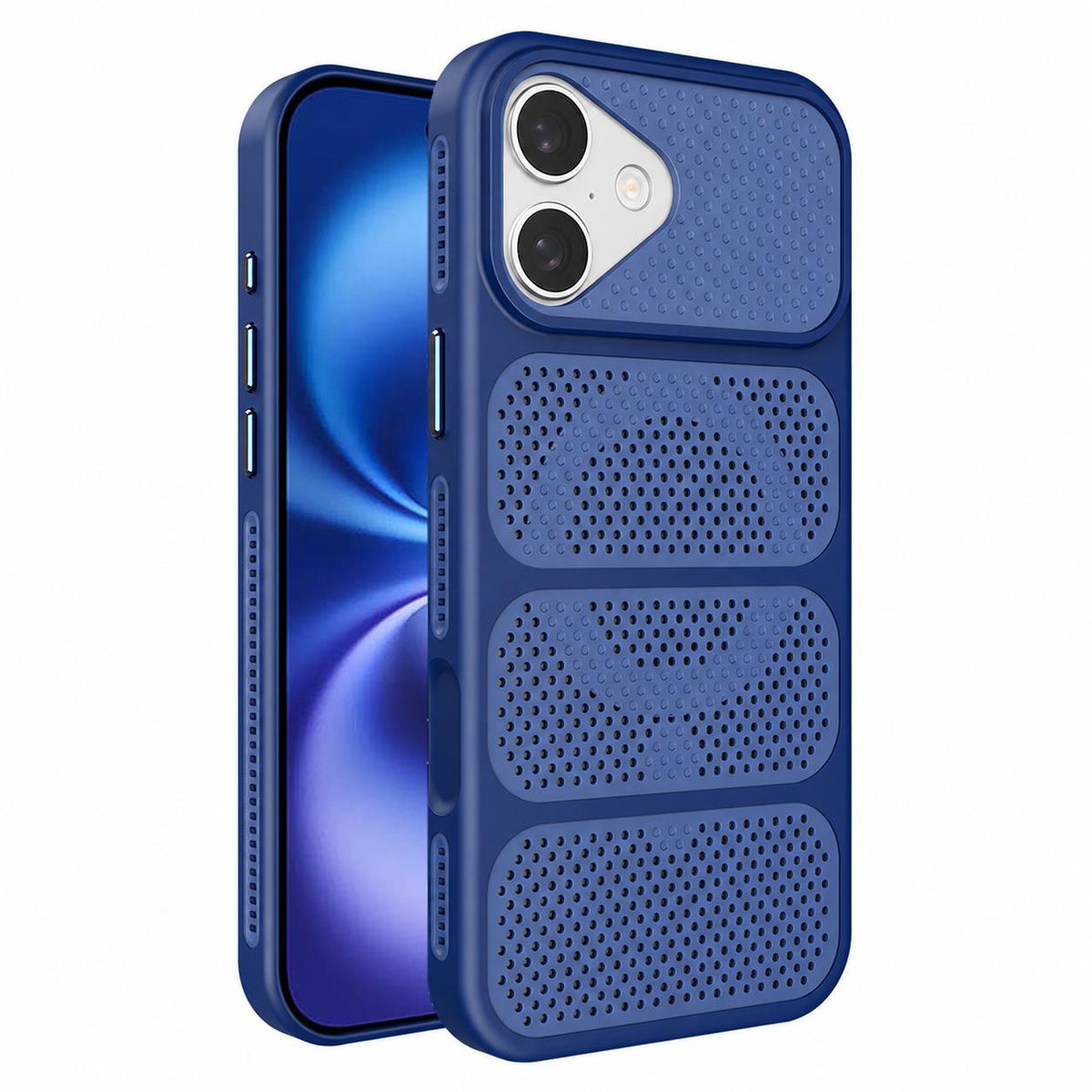For iPhone 16 Hollow Cooling Design Magnetic PC Hybrid TPU Phone Case - Blue - EDA009749607E