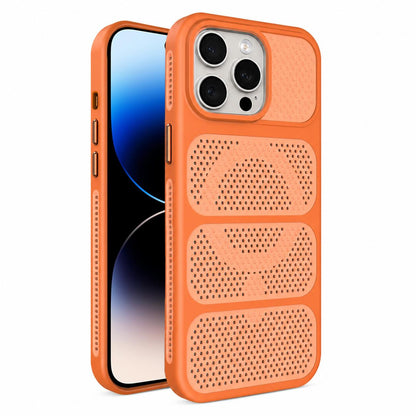For iPhone 14 Pro Max Hollow Cooling Design Magnetic PC Hybrid TPU Phone Case - Orange - EDA009749612A