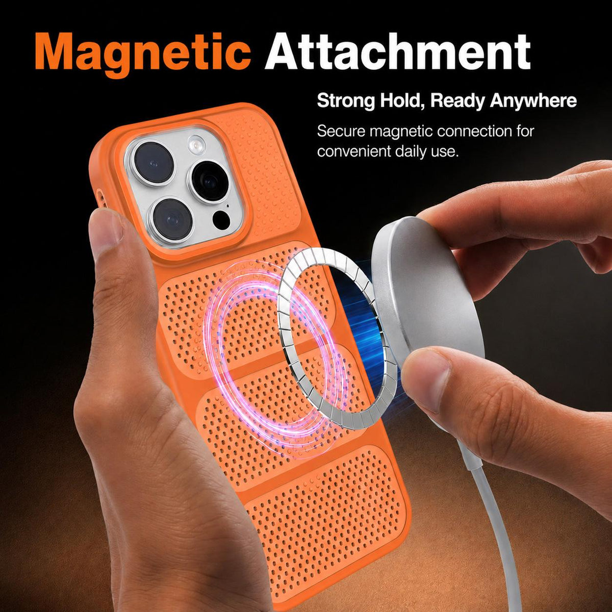 For iPhone 13 Pro Max Hollow Cooling Design Magnetic PC Hybrid TPU Phone Case - Grey - EDA009749616B