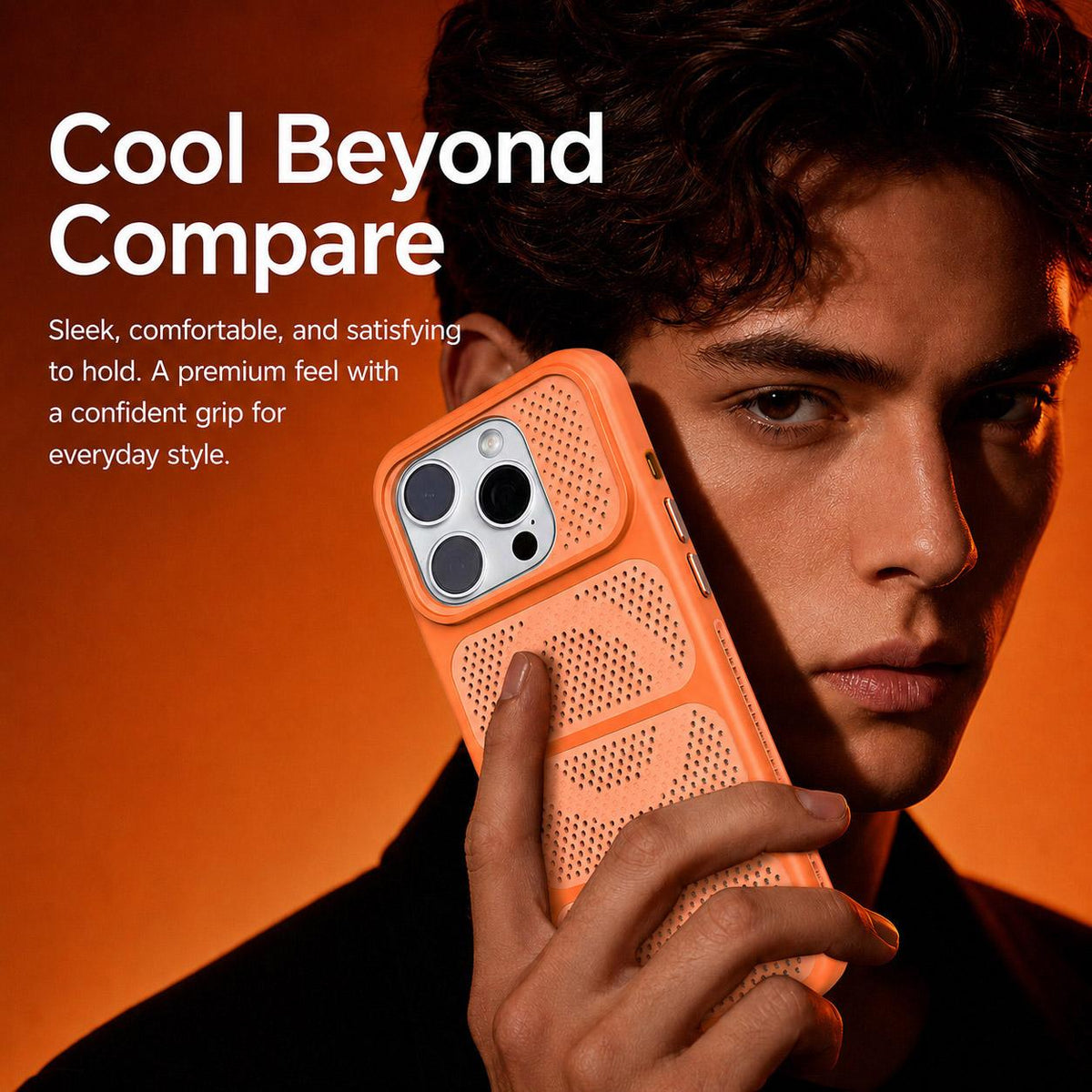 For iPhone 12 Pro Max Hollow Cooling Design Magnetic PC Hybrid TPU Phone Case - Black - EDA009749619D