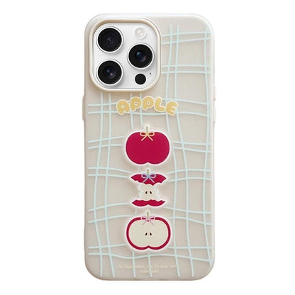 For iPhone 16 Pro Max Frosted 3 in 1 Design Shockproof Phone Case - Line Apple - EDA009750801E