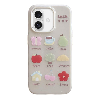 For iPhone 16 Frosted 3 in 1 Design Shockproof Phone Case - Nine Grid Plants - EDA009750803C